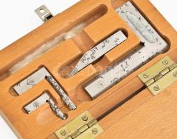 Mitotoyo mérnök szett, fadobozában. 15x8,5 cm