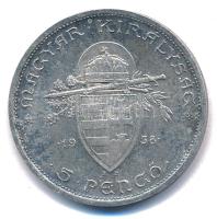 1938. 5P Ag "Szent István" T:AU,XF patina
Adamo P8.1