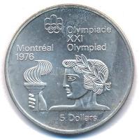 Kanada 1974. 5D Ag "Montreali olimpia - Atléta fáklyával" T:BU patina Canada 1974. 5 Dollars Ag "Montreal Olympic Games - Athlete with torch" C:BU patina Krause KM#90