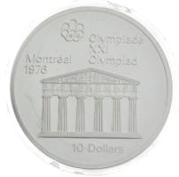 Kanada 1974. 10D Ag "Montreali Olimpia - Zeusz temploma" kapszulában T:PP Canada 1974. 10 Dollars Ag "Montreal Olympic Games - Temple of Zeus" in capsule C:PP Krause KM#94