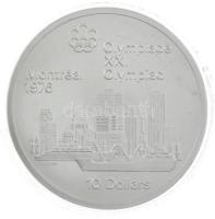 Kanada 1973. 10D Ag "Montreali Olimpia - Montreal látképe" kapszulában T:BU Canada 1973. 10 Dollars Ag "Montreal Olympic Games - Montreal Skyline" in capsule C:BU Krause KM#87