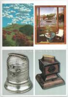 23 db modern művészeti képeslap felvágatlan párokban a Mozgó Világ kiadásában