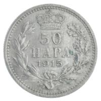 Szerbia 1915. 50p Ag "I. Péter" T:XF Serbia 1915. 50 Para Ag "Peter I" C:XF