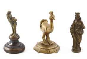 3 db kis bronz tárgy, figura, szobor 5,5 cm