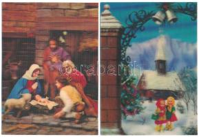 10 db MODERN 3D dimenziós motívum képeslap: karácsonyi üdvözlet / 10 modern dimensional (3D) motive postcards: Christmas greeting