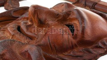  Bálint jelzéssel: Bőr maszk, szobor, fali dísz. Jelzett, 39x33 cm