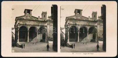 cca 1910 Olaszország, Siena, Loggie del Papa, vintage sztereofotó, ezüst zselatinos fotópapíron, 8,7x18 cm