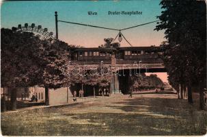 Wien, Vienna, Bécs II. Prater-Hauptallee / railway bridge, train (worn corners)