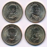 Amerikai Egyesült Államok 2008D-P 1$ Cu-Ni-Zn "Elnöki Dollárok - James Monroe, John Quincy Adams, Andrew Jackson, Martin van Buren" (4xklf) kapszulában T:UNC USA 2008D-P 1 Dollar Cu-Ni-Zn "Presidential Dollar Coins - James Monroe, John Quincy Adams, Andrew Jackson, Martin van Buren" (4xdiff) in capsules C:UNC