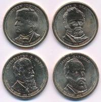 Amerikai Egyesült Államok 2011D-P 1$ Cu-Ni-Zn "Elnöki Dollárok - Andrew Johnson, Ulysses S. Grant, Rutherford B. Hayes, James Garfield" (4xklf) kapszulában T:UNC USA 2011D-P 1 Dollar Cu-Ni-Zn "Andrew Johnson, Ulysses S. Grant, Rutherford B. Hayes, James Garfield" (4xdiff) in capsules C:UNC
