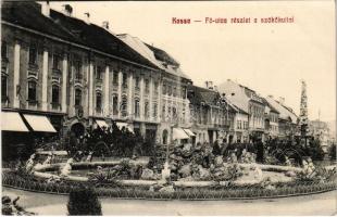 1911 Kassa, Kosice; Fő utca részlet és szökőkút. Varga Bertalan kiadása / main street, fountain