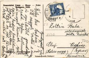 1932 Budapest XIV. Nemzetközi Vásár Főkapuja + So. Stpl (Rb)