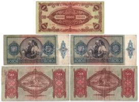 1930. 100P (2x) + 1932. 50P (2x) + 1941. 20P (2x) + 1945. 100P + 10.000P "MNB" bélyeggel +...
