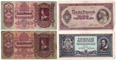1930. 100P (2x) + 1932. 50P (2x) + 1941. 20P (2x) + 1945. 100P + 10.000P "MNB" bélyeggel +...