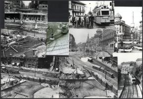 Budapesti villamosok tétele, eltérő időben készült felvételek, 9 db fotó, ebből nyolc vintage fénykép, ezüst zselatinos fotópapíron, többsége datált, egy kép mai nagyítás, 13x18 cm és 8,5x14 cm között
