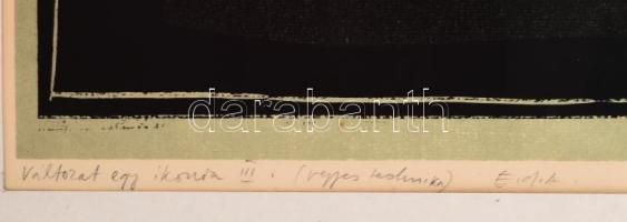 Feledy Gyula (1928-2010): Változat egy ikonra III. Vegyes technika, papír. E.D.A jelzett művészpéldá...