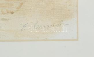 E. Brownel: Cica. Nyomat. Jelzett a papíron. Üvegezett keretben. Üveg törött 52x40 cm, külső méret 7...