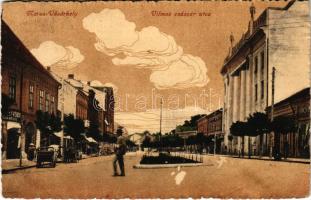 1916 Marosvásárhely, Targu Mures; Vilmos császár utca, üzletek. Márványi Arthur kiadása / street view, shops (EK)