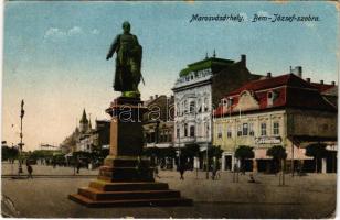 1916 Marosvásárhely, Targu Mures; Bem József szobra, József Emil cipőraktára, üzletek. Révész Béla kiadása / statue, shoe store, shops (EK)