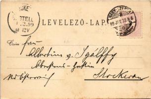 1899 (Vorläufer) Nagyszeben, Hermannstadt, Sibiu; Harteneck-Gasse / Harteneck utca és tornyok, üzlet...