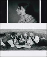 cca 1913 Kerny István (bal szélen) cimboráival bográcsozik, Kerny István (1879-1963) budapesti fotóművész hagyatékából üveglemezről készült modern nagyítás, + hozzáadva két leánya (Jolán és Gizella, cca 1924) profil felvételéről készült ugyancsak modern nagyítást, 15x21 cm és 10x15 cm