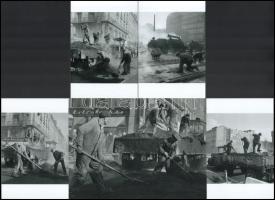 cca 1978 Budapest, útjavítók az Astoriánál, Magyar Alfréd budapesti fotóművész felvételei, 5 db modern nagyítás eredeti negatívokról, jelzés nélkül, 15x21 cm és 15x10 cm