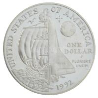 Amerikai Egyesült Államok 1992P 1$ Ag "Amerika felfedezésének 500. évfordulója" kapszulában T:PP USA 1992P 1 Dollar Ag "Columbus quincentenary" in capsule C:PP Krause KM#238