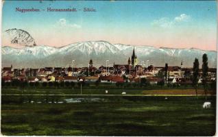 1915 Nagyszeben, Hermannstadt, Sibiu; látkép. Originalaufnahme E. Fischer Hoffotograf / general view (EK)