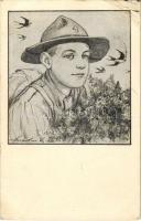 1926 Kiadja a Magyar Cserkészszövetség kiadóvállalata / Hungarian scout art postcard s: Márton L. (EB)