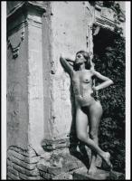 cca 1982 Régi kastély, modern úrnője, szolidan erotikus felvétel, 1 db modern nagyítás, 21x15 cm