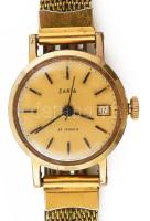 Zaria kézi felhúzós szovjet női karóra, 22 köves, dátumkijelzős, fém szíjjal, működik, d: 24 mm