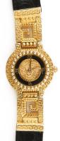 Gianni Versace design női karóra, aranyozott, sorszámozott tokkal, bőr szíjjal, nincs kipróbálva, d: 24 mm