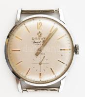 Darwil Special Flat Luxe 66 kézi felhúzós svájci karóra, 17 köves, szép számlappal, kissé karcos üveggel, szíj nélkül, működik, d: 33 mm