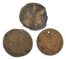 Nagy-Britannia ~1850. 3db klf Cu zseton T:XF-F ly. Great Britain ~1850. 3pcs of diff Cu tokens C:XF-F hole