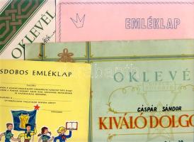 18db régi különféle oklevél, bizonyítvány és emléklap