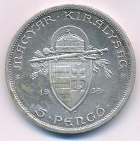 1938. 5P Ag "Szent István" T:AU patina
Adamo P8.1