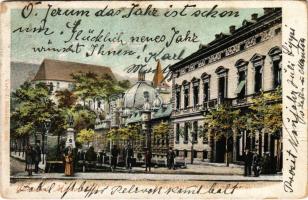 1904 Miskolc, Erzsébet tér a Kossuth-szoborral (fa)