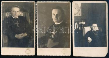 cca 1930 Shvoy Lajos (1879-1968) székesfehérvári püspök, 3 db fotólap, vegyes állapotban, 14x8,5 cm