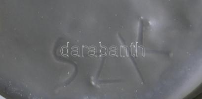 SZK jelzéssel: kerámia kaspó. Mázas kerámia, kézzel festett, jelzett, hibátlan d: 16 cm, m: 9 cm