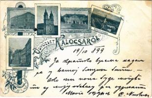 1899 (Vorläufer) Kalocsa, Főgimnázium és csillagda, Törvénykezési palota, Székesegyház, Érseki palota, zárda és árvaház, Art Nouveau, floral (fl)