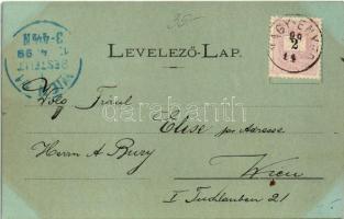 1899 (Vorläufer) Nagyenyed, Aiud; látkép, sétatéri síremlék / general view, monument. Art Nouveau, f...