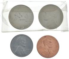Amerikai Egyesült Államok 1943S 1c Zn-acél + 2004. 5c Cu-Ni "Louisiana" + 2005. 5c Cu-Ni &...