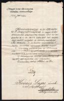 1918 Szabadka (Subotica), M. kir. államvasutak szabadkai üzletvezetősége által kiállított kinevező o...