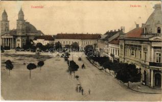 1918 Szatmárnémeti, Satu Mare; Deák tér, Első magyar általános biztosító társaság, Hazai iparcsarnok, Paskuj Imre üzlete. Lővy kiadása / square, shops, insurance company (r)