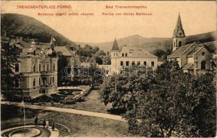 1915 Trencsénteplic, Trencianske Teplice; Bellevue szálloda előtti részlet / Partie vor Hotel Bellevue / spa, hotel (EK)