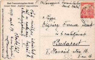 1917 Trencsénteplic, Trencianske Teplice; Grand Hotel Teplicz szálloda. Wertheim Zsigmond kiadása / ...
