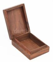 Kártyatartó doboz, réz berakásokkal, fa, jelzés nélkül, 11,5x8,5x4 cm