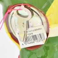 Színes tehén persely, műanyag, kulccsal, kis kopással, 18x13 cm