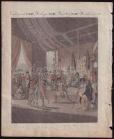 Távol-keleti életkép, színezett litográfia, papír, XVIII. sz. vége körül, a lap széle kissé sérült, lapméret: 24,5x20 cm