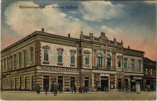 1914 Máramarossziget, Sighetu Marmatiei; Korona szálloda és kávéház, Kardos Ignác üzlete. Berger Miksa utóda kiadása / hotel and cafe, shop (EK)